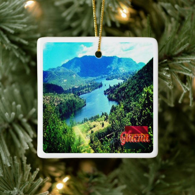 GH006 GHANA, Volta Sjö, Afrika, Julgransprydnad Keramik (Träd)