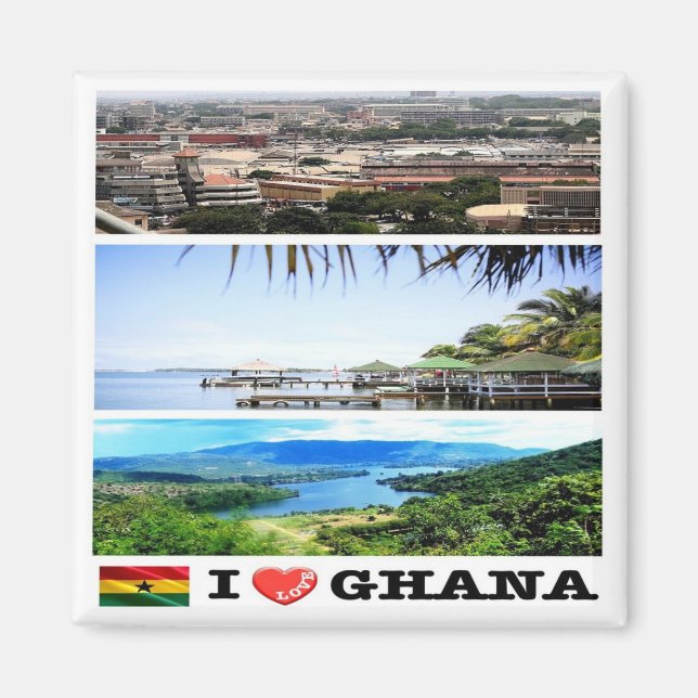 GH007 GHANA I Kärlek, Mosaic, Afrika, Fridge Magnet (Framsidan)