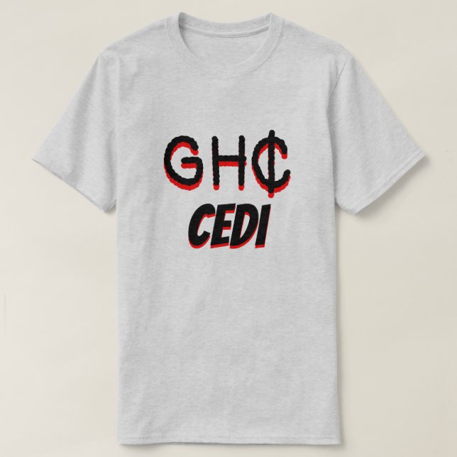 GH ₵ Ghanaian cedi grått T-shirt (Design framsida)