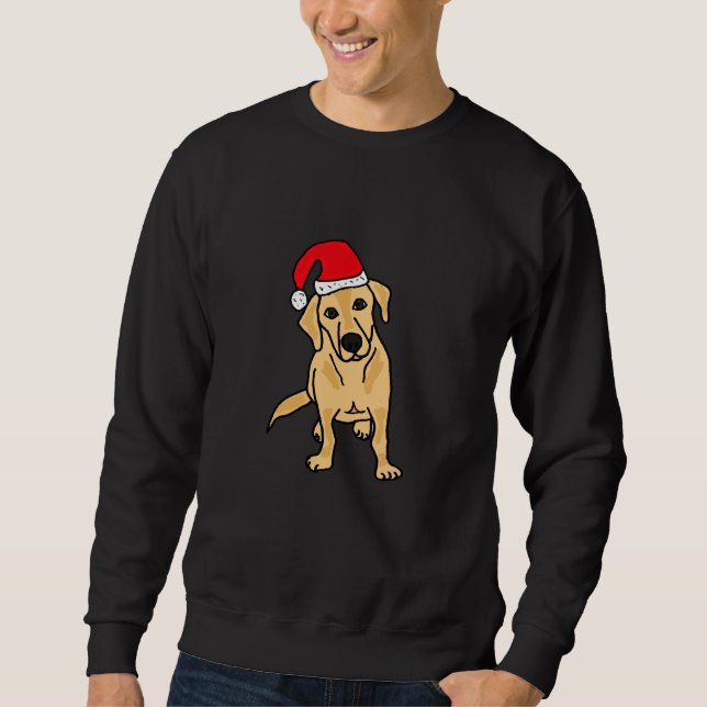 GH roliga gula Labrador i Santa hatttröja Sweatshirt (Framsida)