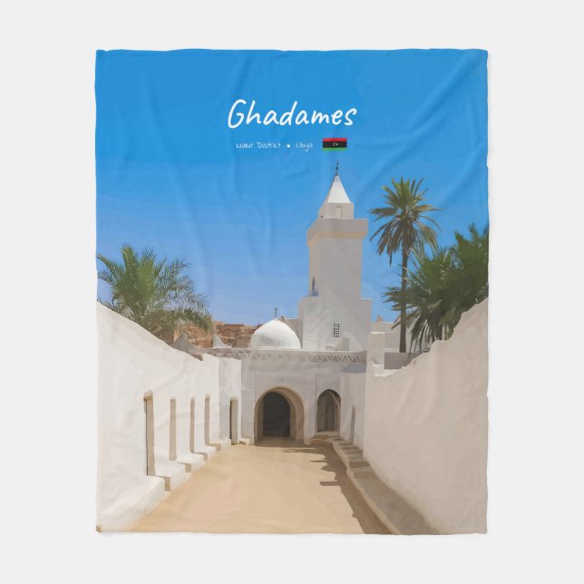 Ghadames, Libyen - Vit moské Fleecefilt (Framsidan)