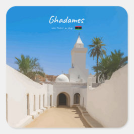 Ghadames, Libyen - Vit moské Fyrkantigt Klistermärke