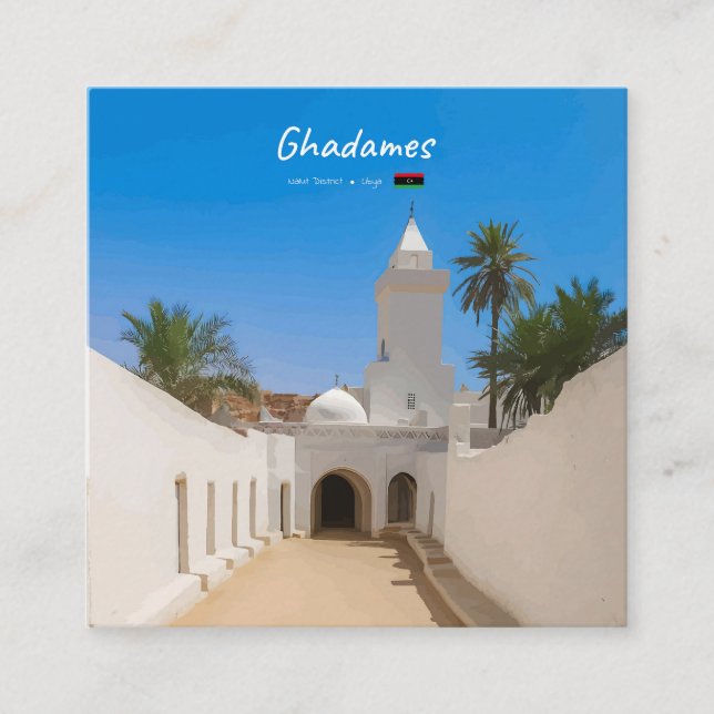 Ghadames, Libyen - Vit moské Fyrkantigt Visitkort (Framsida)