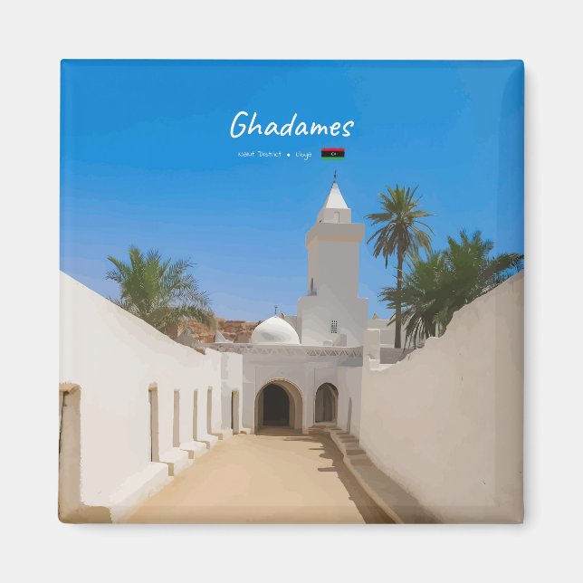 Ghadames, Libyen - Vit moské Magnet (Framsidan)