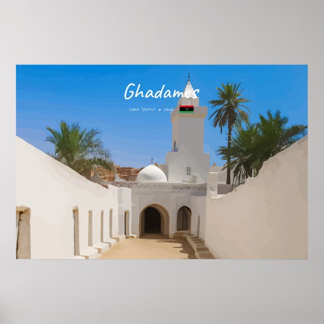 Ghadames, Libyen - Vit moské Poster (Framsidan)