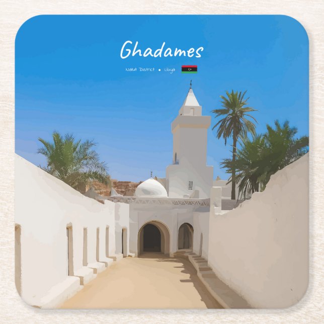 Ghadames, Libyen - Vit moské Underlägg Papper Kvadrat (Framsidan)