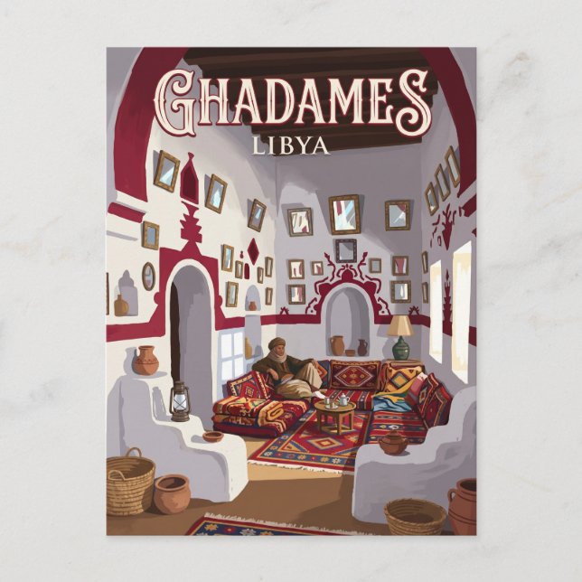 Ghadames traditionella hus Libyen Vykort (Framsida)
