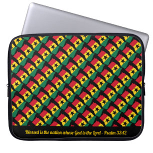 GHANA Anpassningsbar Scripture Blad Nation Black L Laptop Fodral