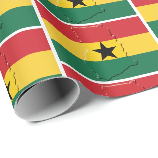 GHANA | Black Star | GHANAIAN FLAGGA Presentpapper (Rullad Hörn)