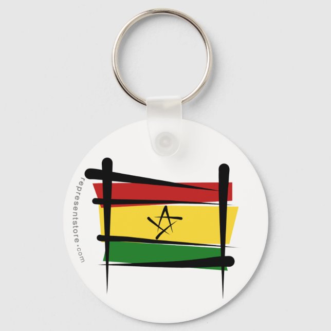 Ghana Brush Flagga Nyckelring (Framsida)