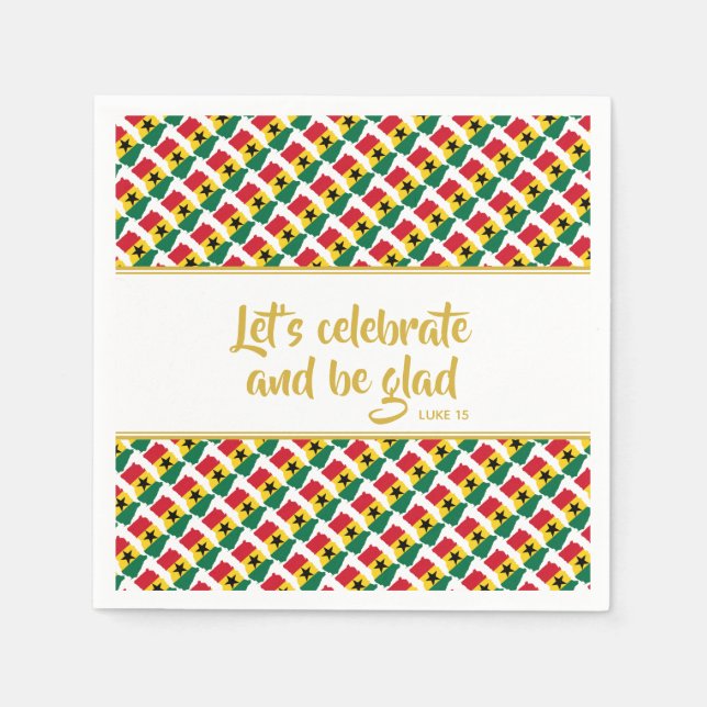 GHANA Christian Anpassningsbar Firande Party Pappe Pappersservett (Framsidan)