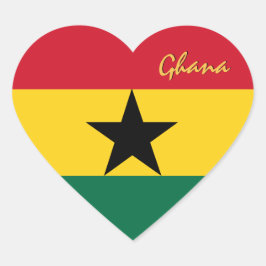 Ghana dekal, hjärta, patriotisk ghanansk flagga hjärtformat klistermärke
