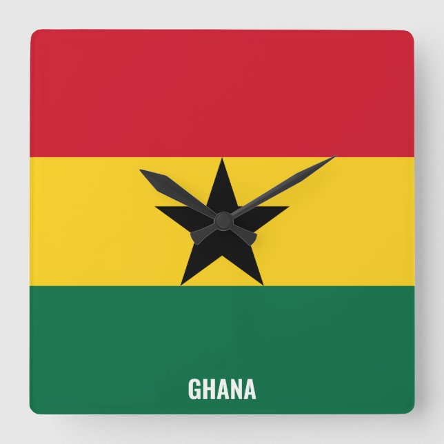 Ghana Flag Dazzling Patriotic Fyrkantig Klocka (Framsida)