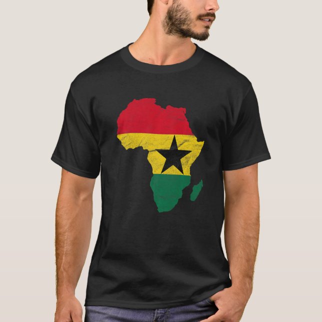 Ghana Flagga Afrika Continent Silhouette Gift for  T Shirt (Framsida)