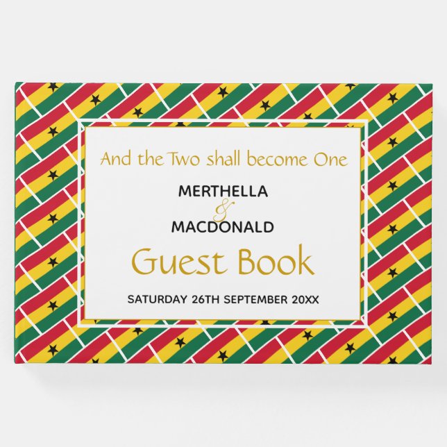 GHANA FLAGGA Christian Scripture Ghanaian Bröllop Gästböcker (Framsida)