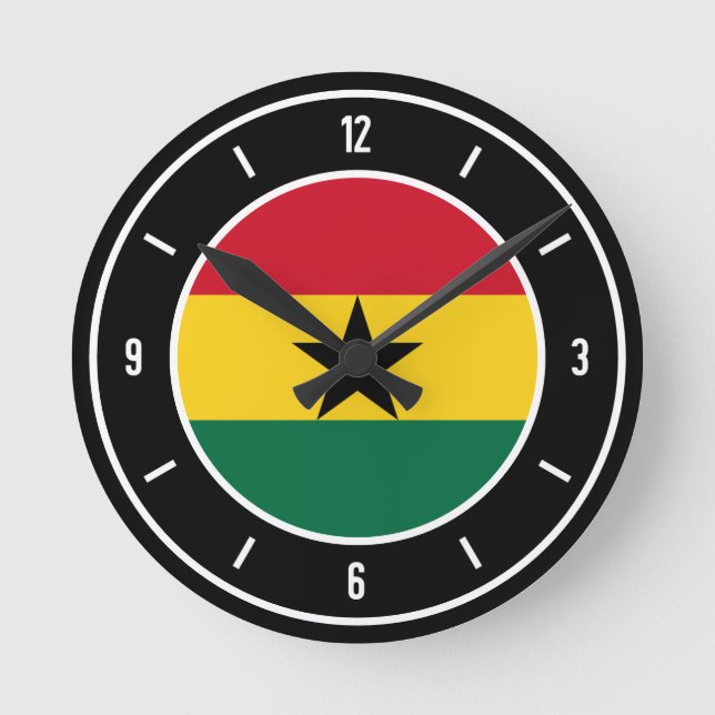 Ghana Flagga Elegant Rund Klocka (Framsida)