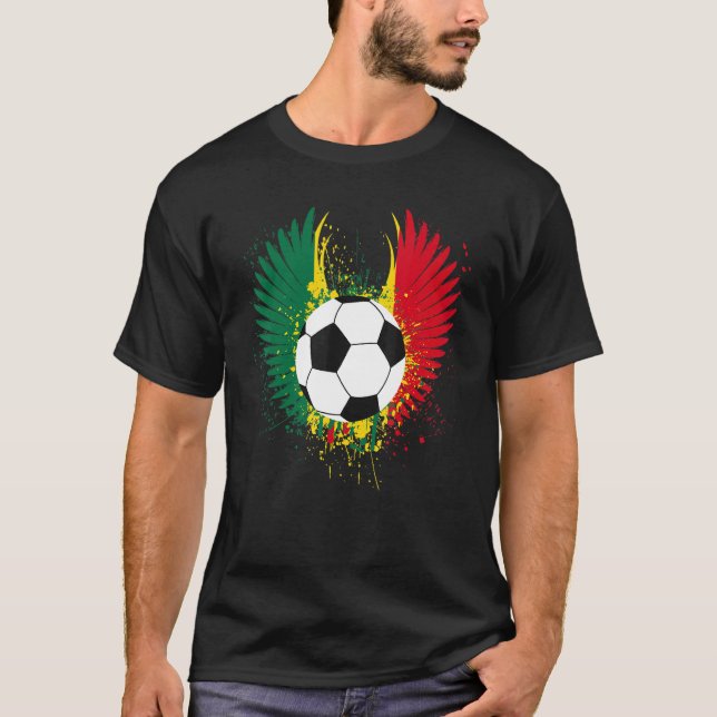 Ghana Flagga Fotboll Vingar Ghanaian T Shirt (Framsida)