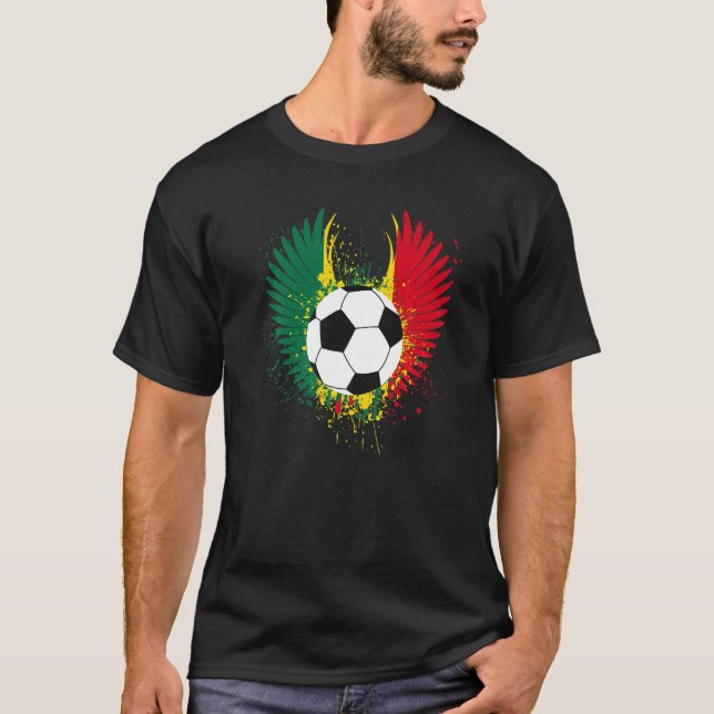 Ghana Flagga Fotboll Vingar Ghanaian T Shirt (Framsida)