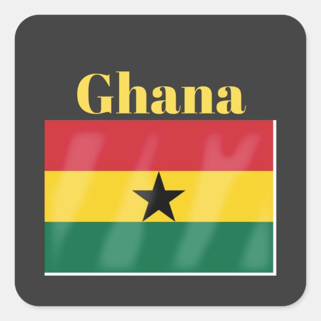 Ghana Flagga Fyrkantigt Klistermärke (Framsida)