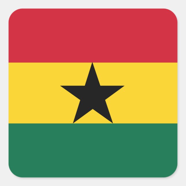 Ghana Flagga Fyrkantigt Klistermärke (Framsida)