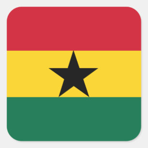 Ghana Flagga Fyrkantigt Klistermärke