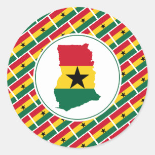 GHANA FLAGGA Ghanaian Karta Snyggt Patriotic Runt Klistermärke