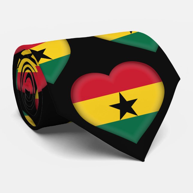 Ghana Flagga Heart Mönster Neck Tie Slips (Rullad)