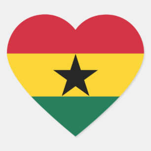 Ghana Flagga Heart Sticker Hjärtformat Klistermärke