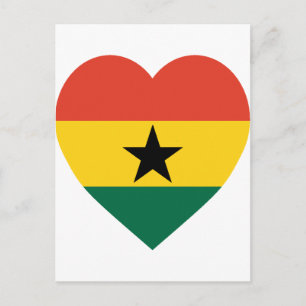 Ghana Flagga Heart Vykort