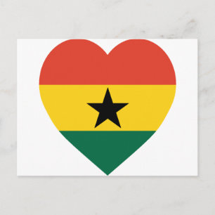 Ghana Flagga Heart Vykort