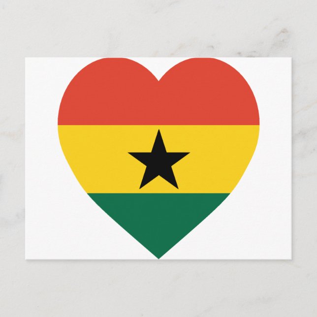 Ghana Flagga Heart Vykort (Framsida)