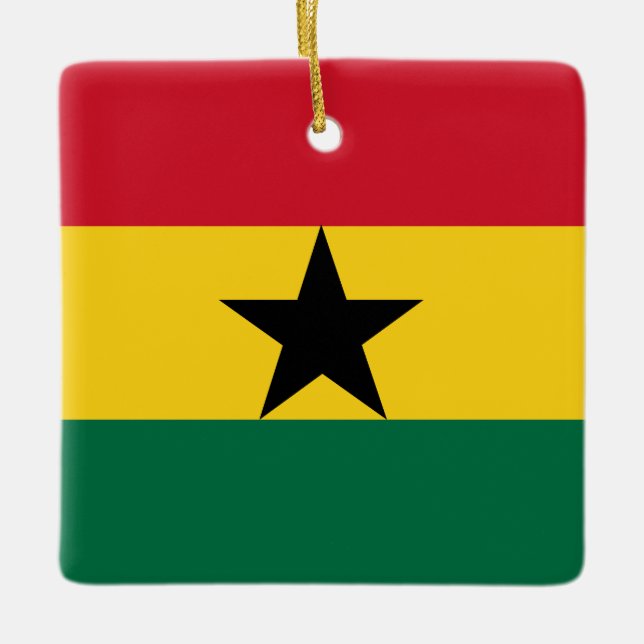 Ghana Flagga Julgransprydnad Keramik (Framsida)