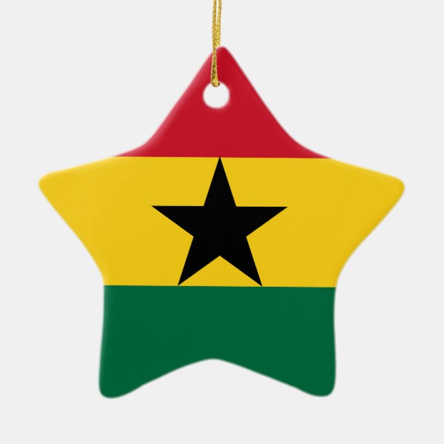 Ghana Flagga Julgransprydnad Keramik (Framsidan)
