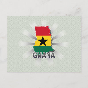Ghana Flagga Karta 2.0 Vykort