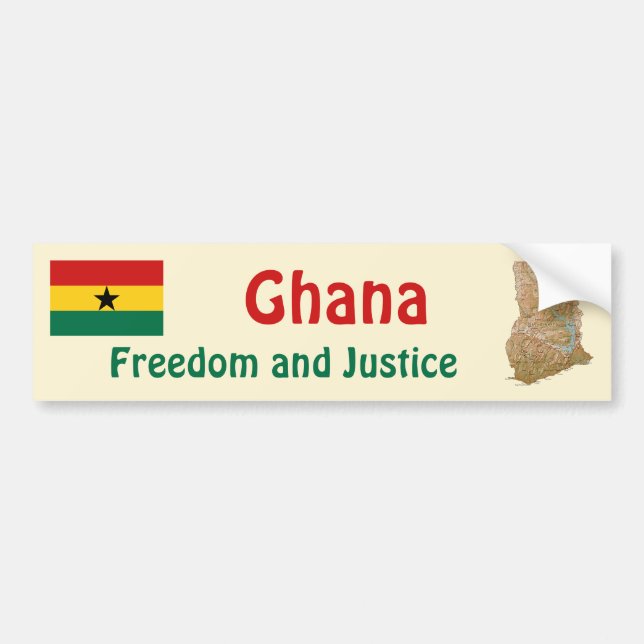 Ghana Flagga + Karta Bumper Sticker Bildekal (Framsidan)