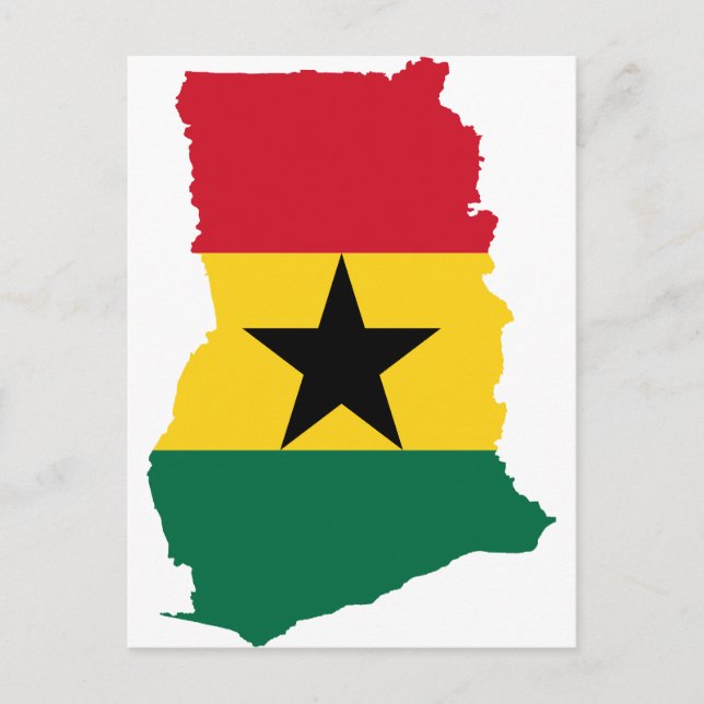 Ghana Flagga Karta GH Vykort (Framsida)