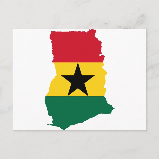 Ghana Flagga Karta GH Vykort (Framsida)