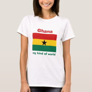 Ghana Flagga + Karta + Text T-Shirt