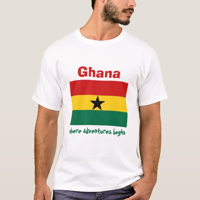 Ghana flagga + Karta + TextT-tröja T-shirt (Framsida)