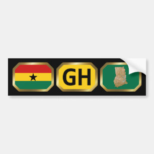 Ghana Flagga kod Bumper Sticker Bildekal