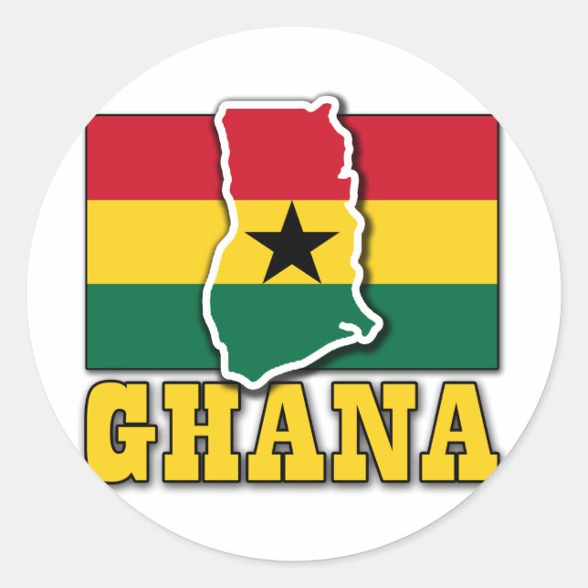 Ghana Flagga Land Runt Klistermärke (Framsida)