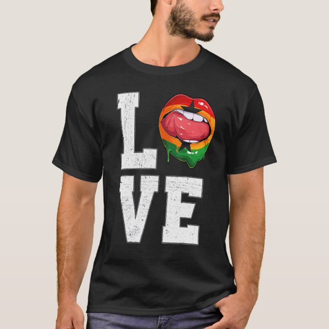 Ghana Flagga Ocer Fläkt Kärlek Ghanaian T Shirt (Framsida)