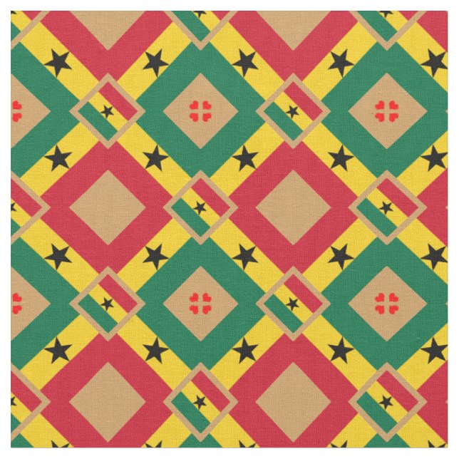 Ghana Flagga och Ghana Trendig Fabric mode Tyg (Närbild)
