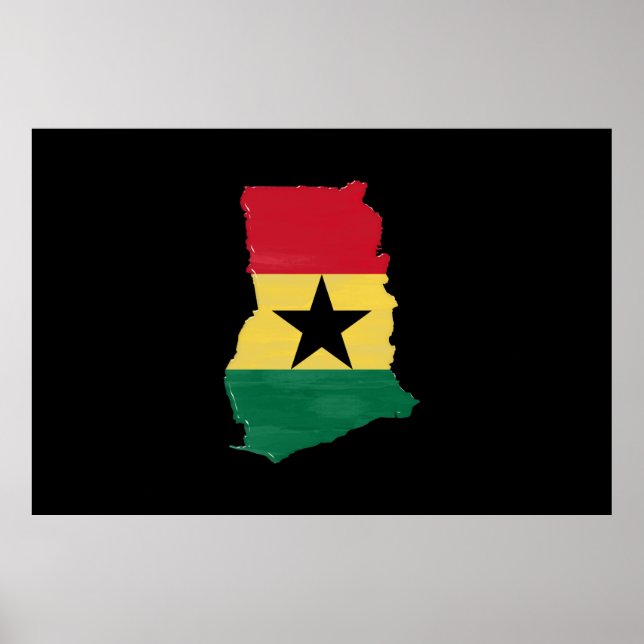 Ghana flagga och karta poster (Framsidan)
