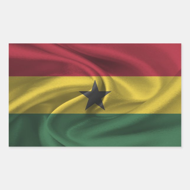 Ghana Flagga Rektangulärt Klistermärke (Framsida)