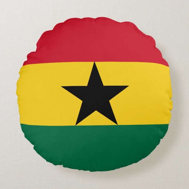Ghana Flagga Rund Kudde (Framsidan)
