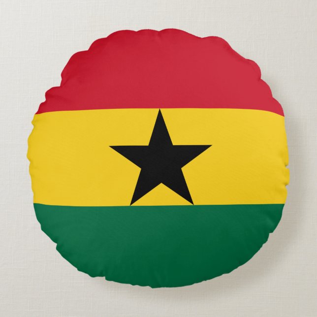 Ghana Flagga Rund Kudde (Framsidan)