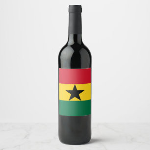 Ghana Flagga Vinflaska Etikett