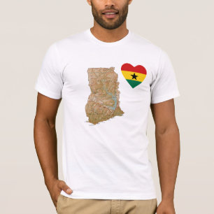 Ghana flaggahjärta och kartaT-tröja Tee Shirt
