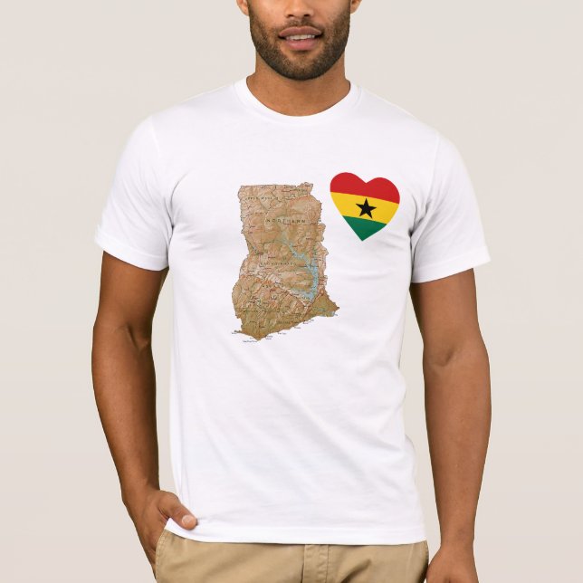 Ghana flaggahjärta och kartaT-tröja Tee Shirt (Framsida)